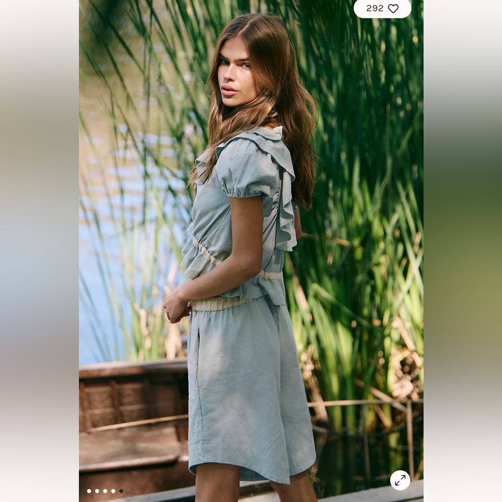 Free People Lilibeth Short Set Coquette Victorian Cottage Ruffle Cotton S NWT - Picture 5 of 11